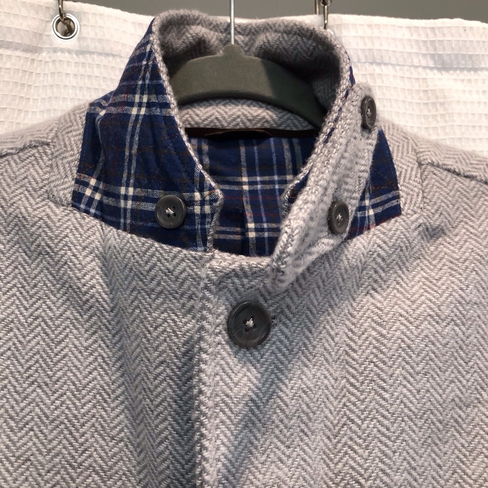 The Territory Ahead Tweed Sport Coat Mens L Herringbone Elbow Patch Flannel - Picture 9 of 12